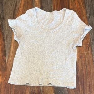 Light Gray Ribbed Short Sleeve Top